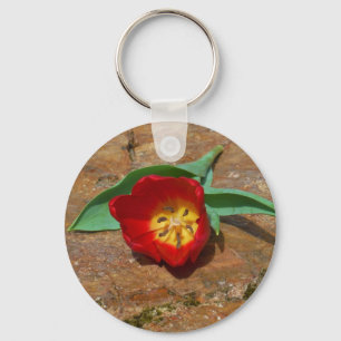 Spring Red Tulip Key Ring