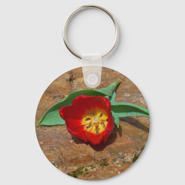 Spring Red Tulip Key Ring (Front)