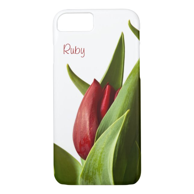 Spring Red Tulip Photo - Text Template Case-Mate iPhone Case (Back)