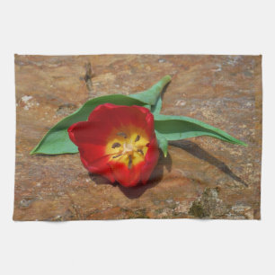 Spring Red Tulip Tea Towel