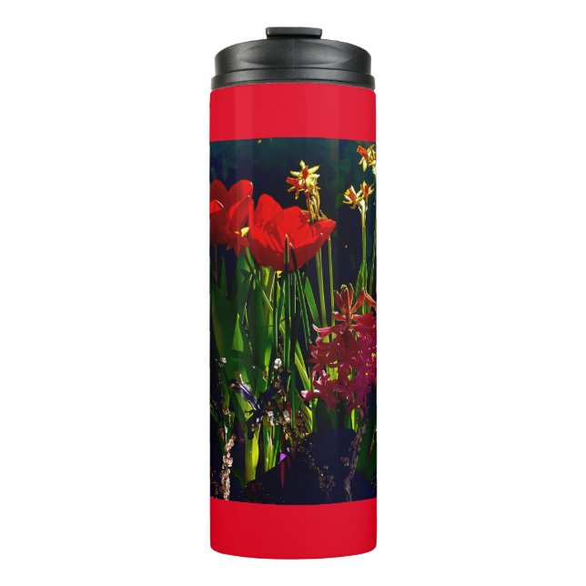 Spring Red Tulips Water Bottle (Front)