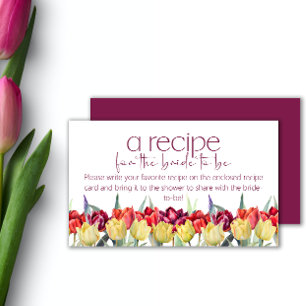 Spring red yellow tulips Recipe for the bride Enclosure Card