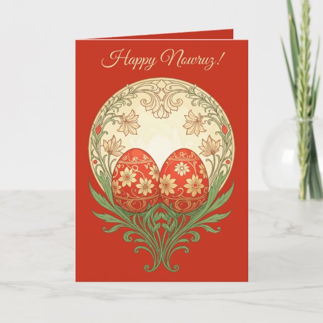 Spring Renewal Eggs Art Nouveau Persian Design Card (Front)