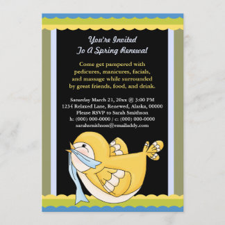 Spring Renewal Pedi Mani Facial Massage Bird Invitation