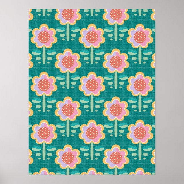 Spring Retro Flower Poster (Front)
