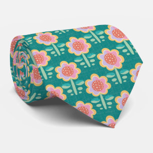 Spring Retro Flower Tie