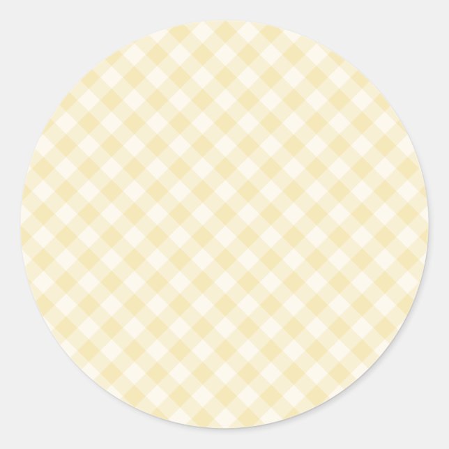 Spring Retro Gingham | Buttercream Classic Round Sticker (Front)