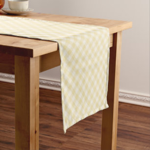 Spring Retro Gingham Buttercream Short Table Runner