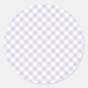 Spring Retro Gingham   Dusty Lavender Classic Round Sticker