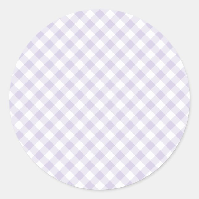Spring Retro Gingham | Dusty Lavender Classic Round Sticker (Front)