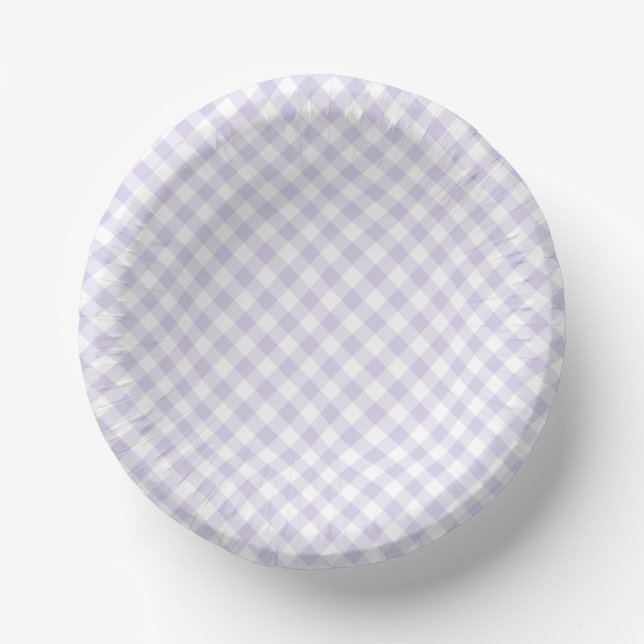Spring Retro Gingham | Dusty Lavender Paper Plate (Front)