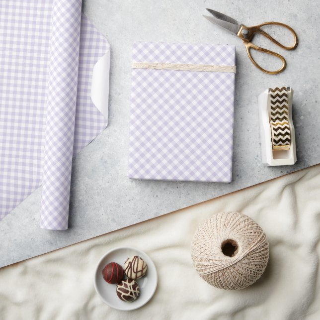 Spring Retro Gingham | Dusty Lavender Wrapping Paper (Crafts)