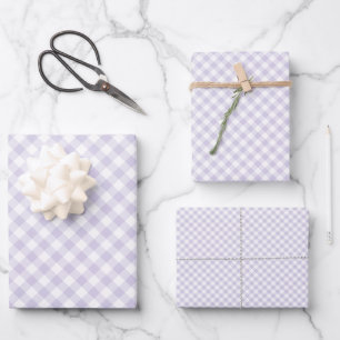 Spring Retro Gingham Dusty Lavender Wrapping Paper Sheet