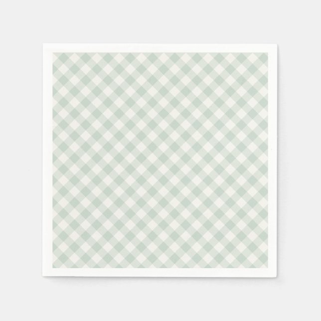Spring Retro Gingham | Muted Sage Napkin (Front)