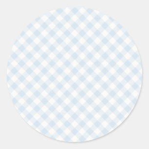 Spring Retro Gingham   Powder Blue Classic Round Sticker