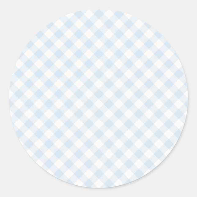 Spring Retro Gingham | Powder Blue Classic Round Sticker (Front)