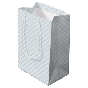 Spring Retro Gingham Powder Blue Medium Gift Bag