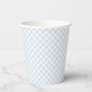 Spring Retro Gingham Powder Blue Paper Cups