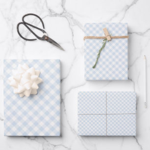 Spring Retro Gingham Powder Blue Wrapping Paper Sheet