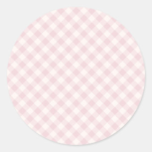 Spring Retro Gingham Soft Blush Classic Round Sticker