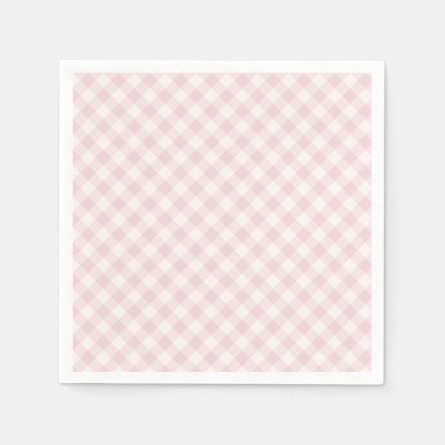 Spring Retro Gingham | Soft Blush Napkin (Front)