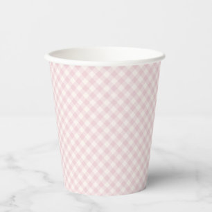 Spring Retro Gingham Soft Blush Paper Cups