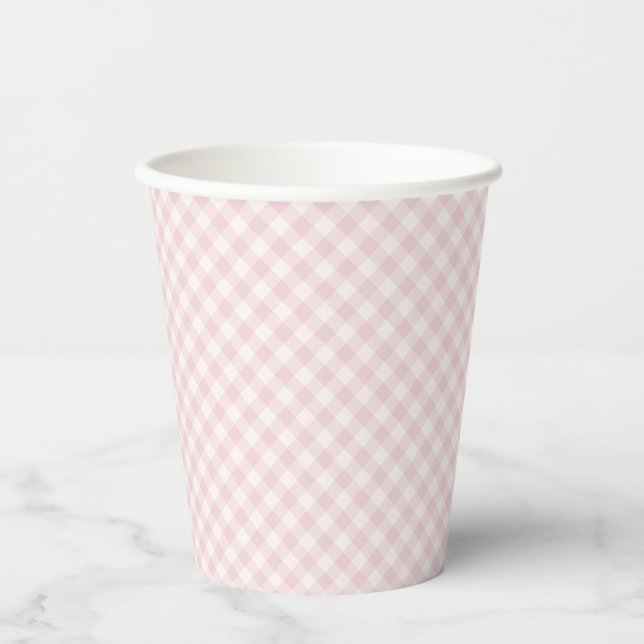 Spring Retro Gingham | Soft Blush Paper Cups (Front)