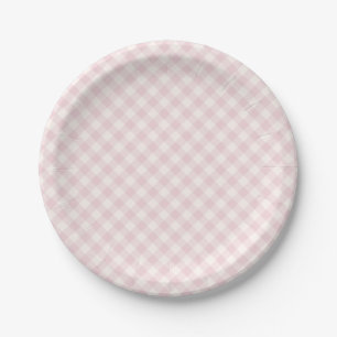 Spring Retro Gingham Soft Blush Paper Plate