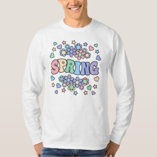 SPRING-Retro Groovy Vintage, Flowers, Hearts, Star T-Shirt