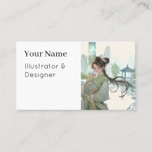 Spring Reverie: Cranes and Plum Blossoms Business Card