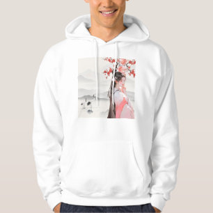 Spring Reverie: Cranes and Plum Blossoms Hoodie