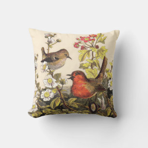 Spring Robin Birds Red Birding Cushion