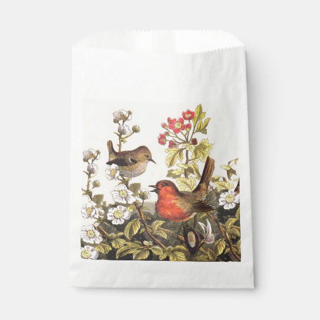 Spring Robin Birds Red Birding Favour Bags (Front)