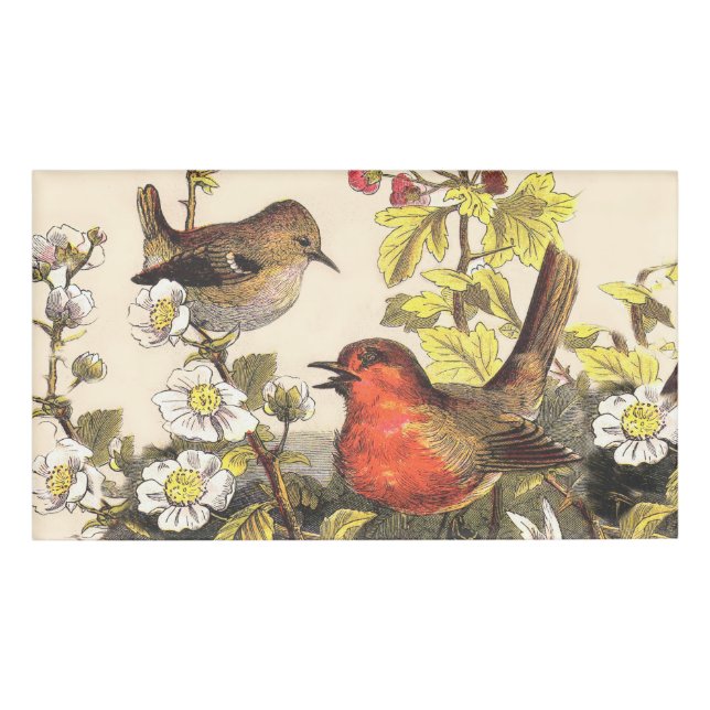 Spring Robin Birds Red Birding Name Tag (Front)