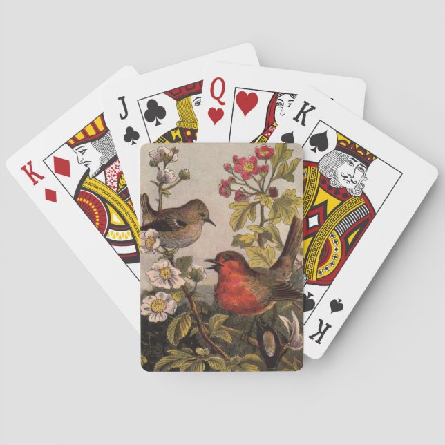 Spring Robin Birds Red Birding Playing Cards (Back)