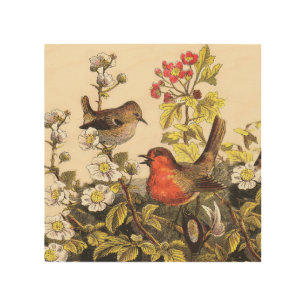 Spring Robin Birds Red Birding Wood Wall Art