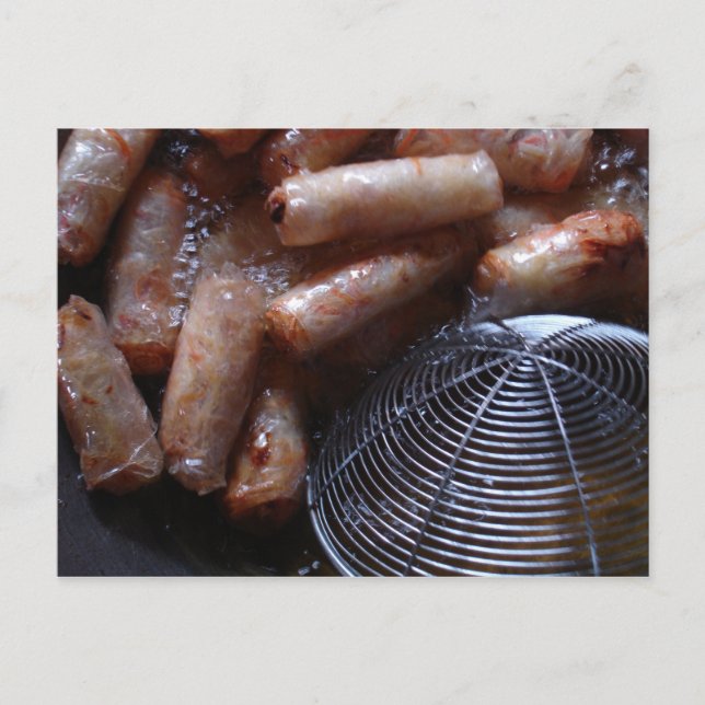 Spring Rolls Being Made In Laos Postcard (Front)