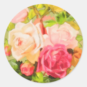 Spring Roses Classic Round Sticker