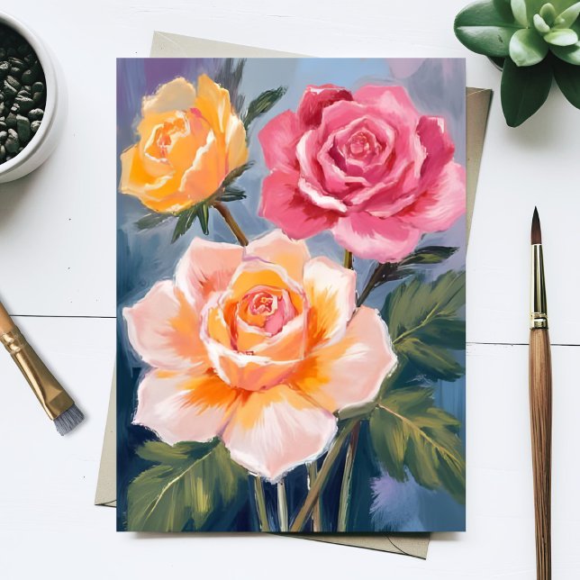 Spring Roses | Floral Watercolor Painting Flower Postcard (Creator Uploaded)