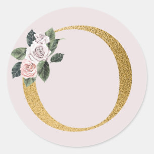 Spring roses gold initials sticker letter O
