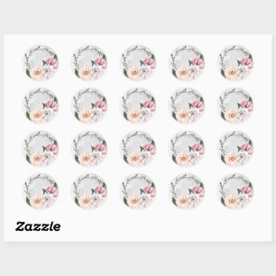 Spring roses wreath marble sticker