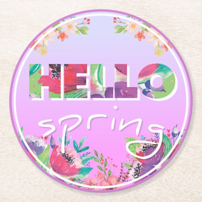 Spring Round Paper Coaster (Front)