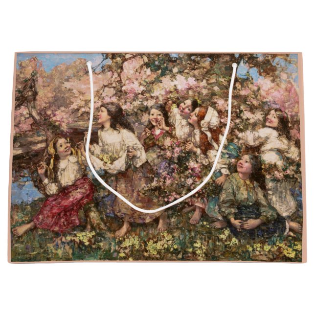 Spring Roundelay (by Edward Atkinson Hornel) Large Gift Bag (Front)