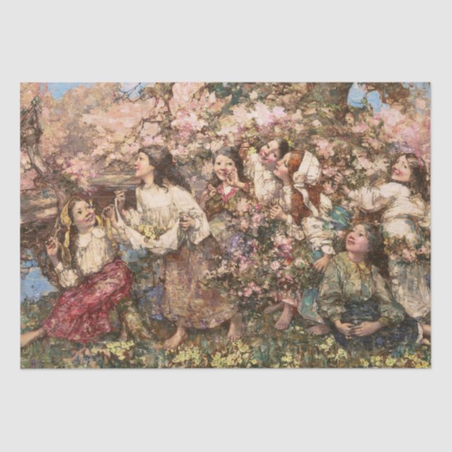 Spring Roundelay (by Edward Atkinson Hornel) Tissue Paper (Front)