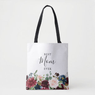Spring Rustic Burgundy Calligraphy Best Mum Ever Tote Bag