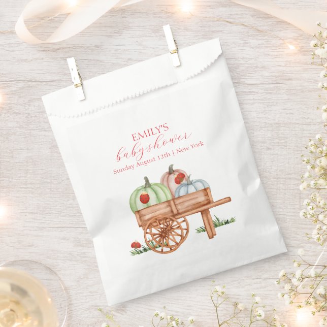 Spring Rustic Modern Pumpkin Labybug Baby Shower Favour Bags (Clipped)
