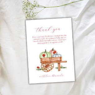 Spring Rustic Modern Pumpkin Labybug Baby Shower Thank You Card