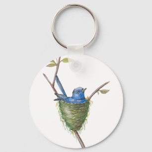 Spring’s Charm: Adorable Bird in a Nest Key Ring