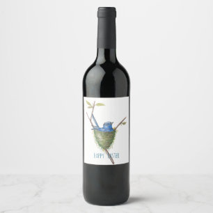 Spring’s Charm: Adorable Bird in a Nest Wine Label