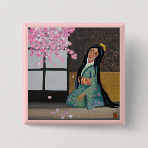spring sakura 15 cm square badge